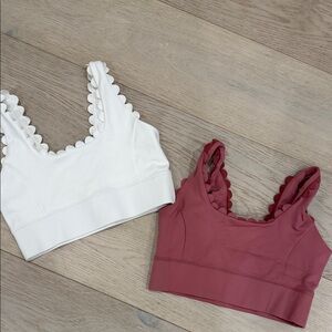 2 Scalloped Edge IVL Sports Bras - White and Pink